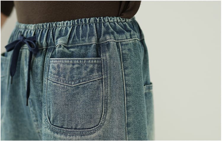 실사 2026 이른 봄 새로운 허리밴드 둘 색상 데님 와이드 레그 팬츠 통통한 여동생 루즈핏 슬림해 보이는 스트레이트 긴 바지 상세 이미지 25