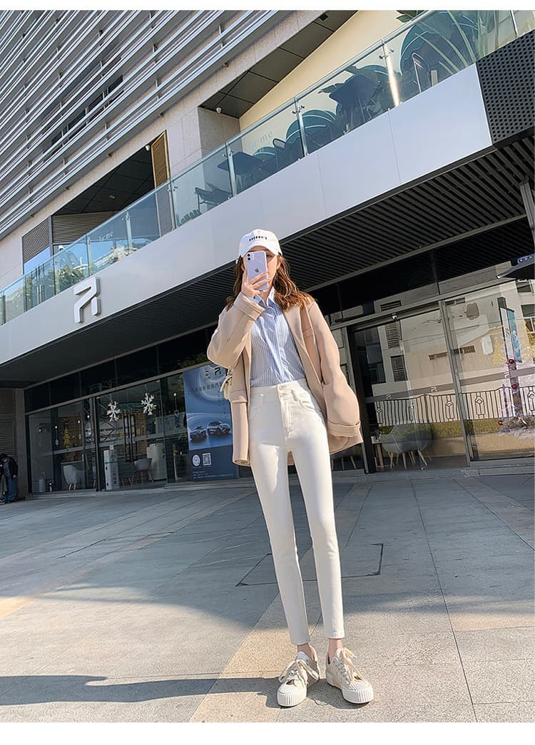 실사 슈퍼 하이웨이스트 타이트 청바지 여성 2026 새로운 슬림해 보이는 몸매 가꾸기 검정색 작은 발 스키니진 상세 이미지 29