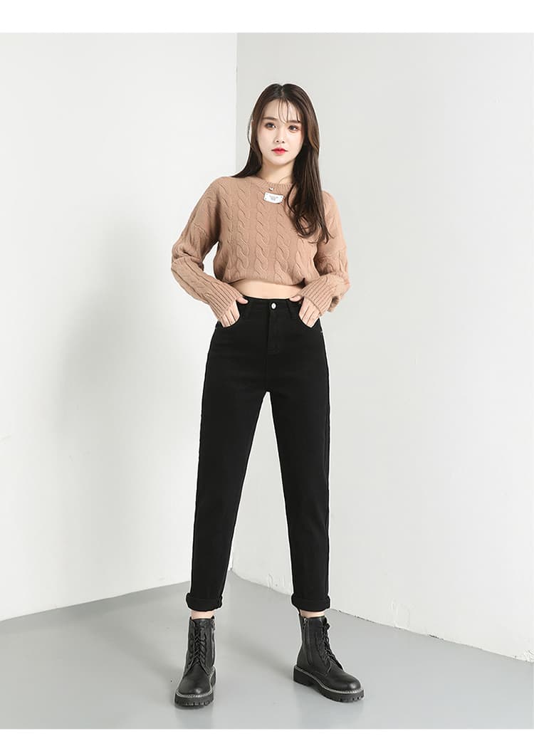 하이웨이스트 할란 청바지 여성 2026 봄 신축성 작은 키 루즈핏 슬림해 보이는 9 포인트 아빠 바지 상세 이미지 21