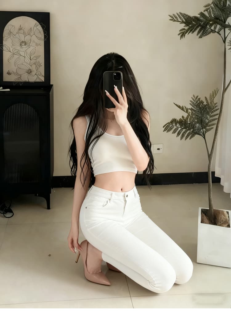 실사 그리스어 와일드 이순신 어린이 한국 유럽 니켈 화이트 청바지 여성 슬림해 보이는 클래식 몸매 가꾸기 9 포인트 펭 넓적 다리 스키니진 상세 이미지 10