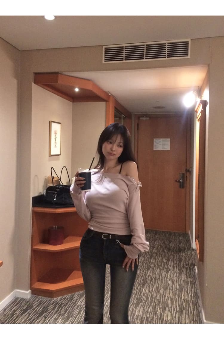펭 넓적 다리 청바지 그는 아침 고급 센스 디스플레이 슬림 폭탄 몸매 가꾸기 부츠컷 데님 긴 바지 타이트 팬츠 여성 상세 이미지 2