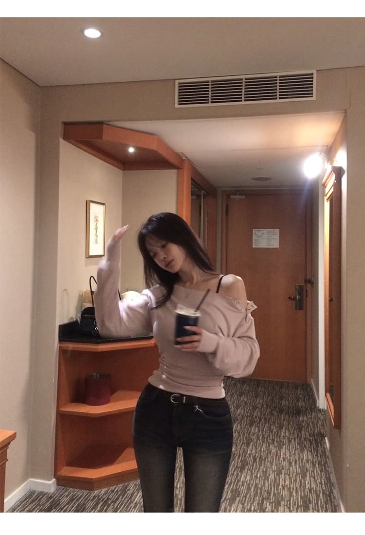 펭 넓적 다리 청바지 그는 아침 고급 센스 디스플레이 슬림 폭탄 몸매 가꾸기 부츠컷 데님 긴 바지 타이트 팬츠 여성 상세 이미지 5