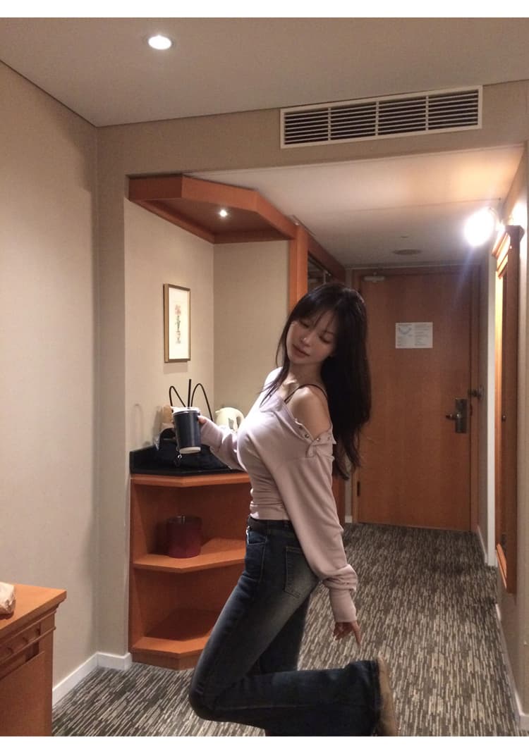 펭 넓적 다리 청바지 그는 아침 고급 센스 디스플레이 슬림 폭탄 몸매 가꾸기 부츠컷 데님 긴 바지 타이트 팬츠 여성 상세 이미지 15