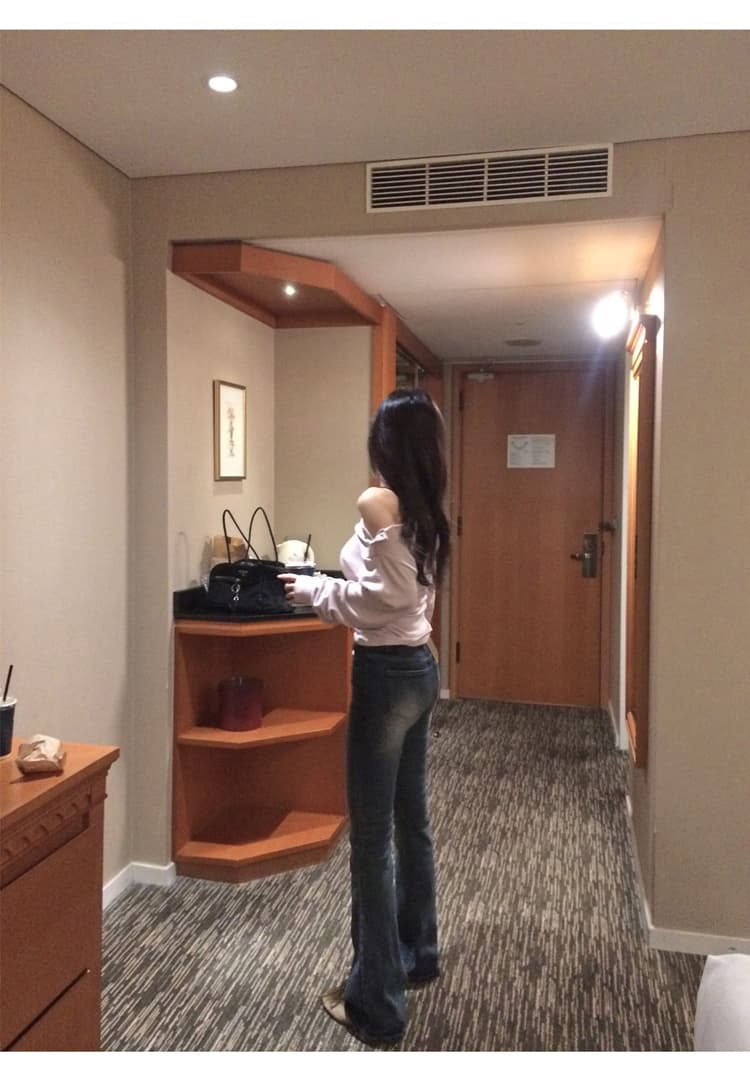펭 넓적 다리 청바지 그는 아침 고급 센스 디스플레이 슬림 폭탄 몸매 가꾸기 부츠컷 데님 긴 바지 타이트 팬츠 여성 상세 이미지 16