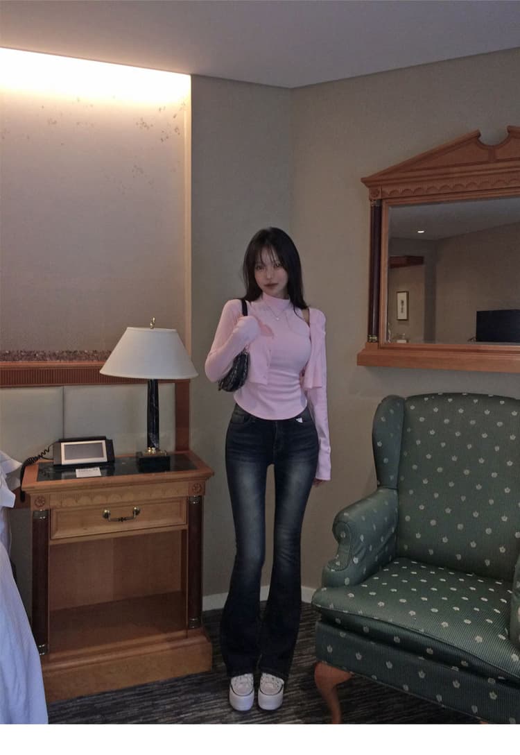 펭 넓적 다리 바지 chill 챠오어 길다 다리 타이트 부츠컷 청바지 여성 봄 새로운 바지 리프트 엉덩이 높음 폭탄 긴 바지 상세 이미지 7