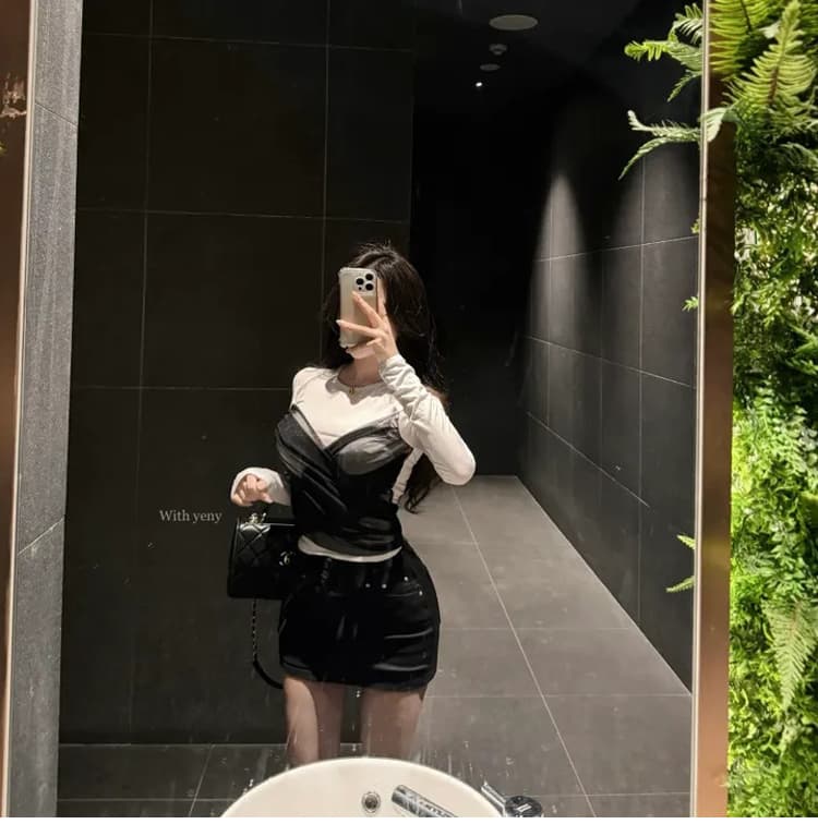 boolibyoo 펭 넓적 다리 와일드 원에서 미국인 뜨거운 소녀 탄력성 한 마디 카우보이 짧은 스커트 치마 여자 안티 라이트 치마 상세 이미지 5