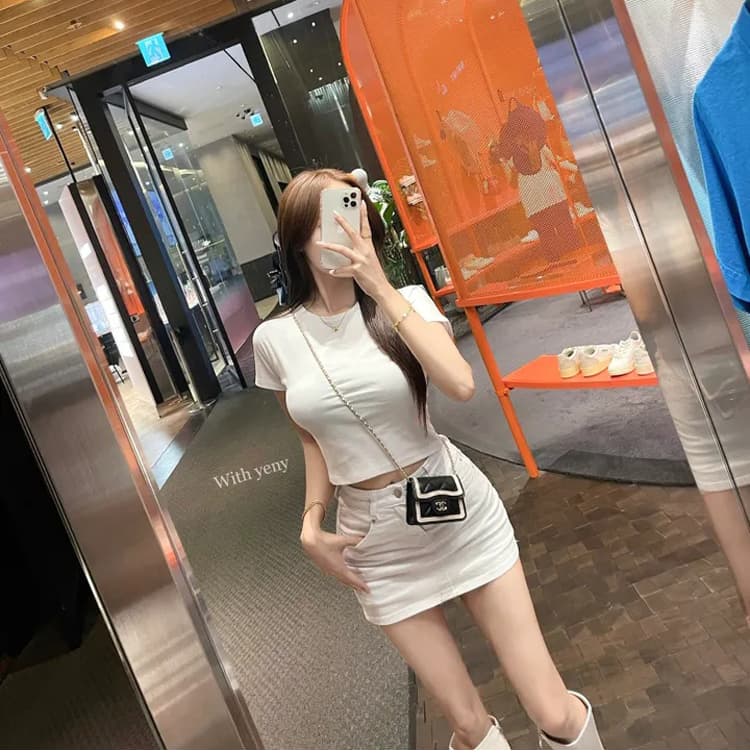 boolibyoo 펭 넓적 다리 와일드 원에서 미국인 뜨거운 소녀 탄력성 한 마디 카우보이 짧은 스커트 치마 여자 안티 라이트 치마 상세 이미지 9
