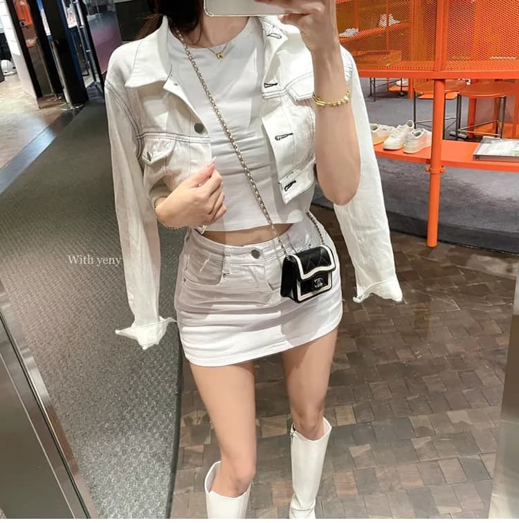 boolibyoo 펭 넓적 다리 와일드 원에서 미국인 뜨거운 소녀 탄력성 한 마디 카우보이 짧은 스커트 치마 여자 안티 라이트 치마 상세 이미지 18