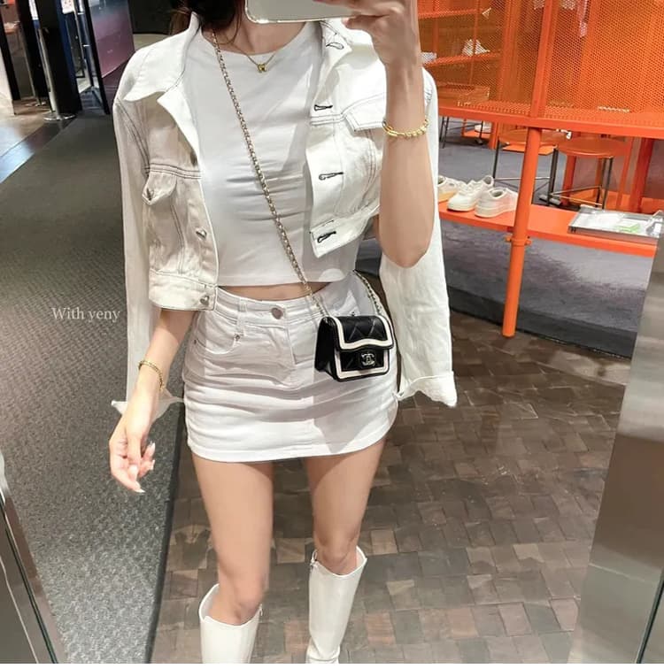 boolibyoo 펭 넓적 다리 와일드 원에서 미국인 뜨거운 소녀 탄력성 한 마디 카우보이 짧은 스커트 치마 여자 안티 라이트 치마 상세 이미지 19