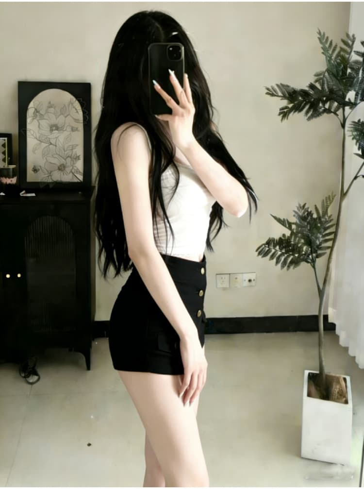 실사 오래된 돈 바람 펭 넓적 다리 데님 반바지 여성 2026 봄 새로운 하이웨이스트 슬림해 보이는 타이트 스커트 핫 바지 상세 이미지 10