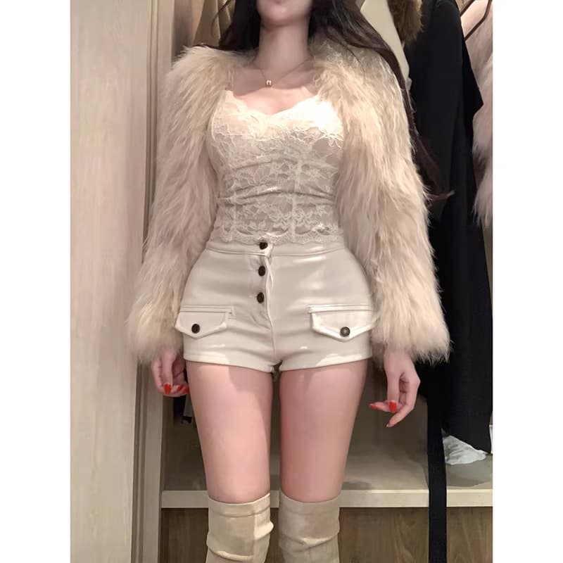 리 리 의류 오래된 돈 바람 펭 넓적 다리 데님 반바지 여성 2026 봄 새로운 하이웨이스트 슬림해 보이는 타이트 스커트 핫 바지 이미지 4