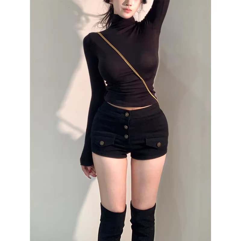 리 리 의류 오래된 돈 바람 펭 넓적 다리 데님 반바지 여성 2026 봄 새로운 하이웨이스트 슬림해 보이는 타이트 스커트 핫 바지 상세 이미지 14
