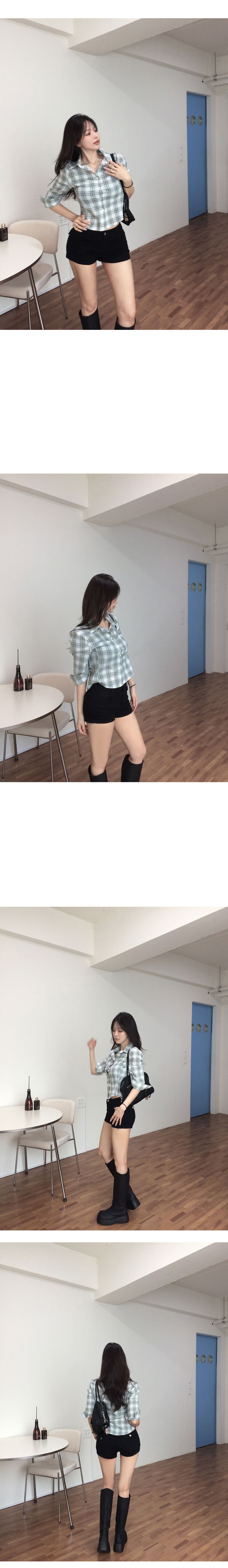 챠오어 펭 넓적 다리 한 모드 바지 나만의 것을 가져와 라. 펭 넓적 다리 패드 몸매 가꾸기 슬림해 보이는 다용도 로우 웨이스트 타이트 데님 반바지 여성 상세 이미지 4