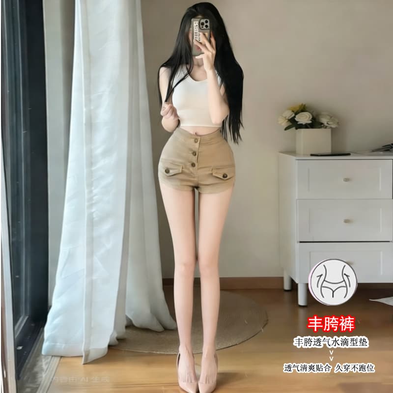 실사 펭 넓적 다리 반바지 오래된 돈 바람 데님 반바지 여성 2026 봄 새로운 하이웨이스트 슬림해 보이는 타이트 스커트 핫 바지 3 색 이미지 4