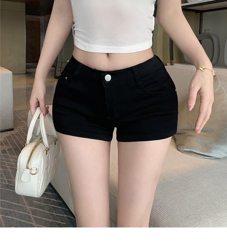 실사 펭 넓적 다리 검정색 다리 좋은 소녀 ~해야한다. 일부 한 남자 몸 화이트 데님 반바지 여성 상세 이미지 23