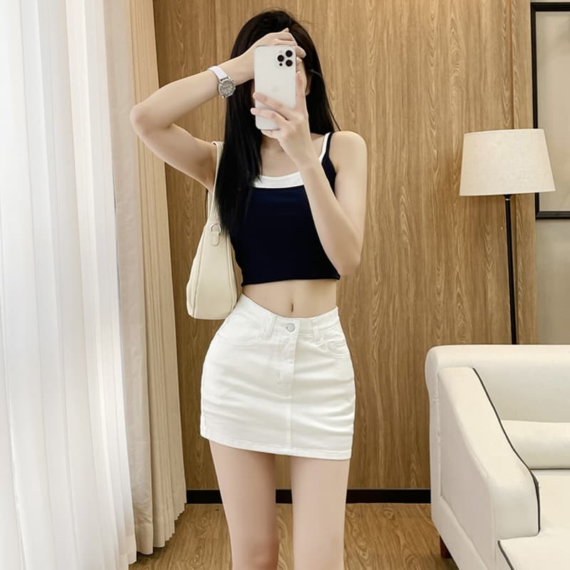 실사 펭 넓적 다리 디스플레이 다리 길이 데님 반바지 여성 여름 몸매 가꾸기 꼬집기 허리 핫걸 반신 바지 이미지 4