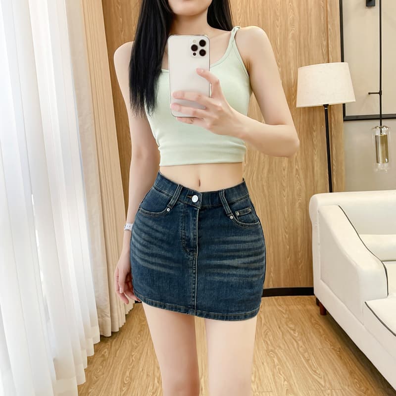 실사 펭 넓적 다리 디스플레이 다리 길이 데님 반바지 여성 여름 몸매 가꾸기 꼬집기 허리 핫걸 반신 바지 이미지 5