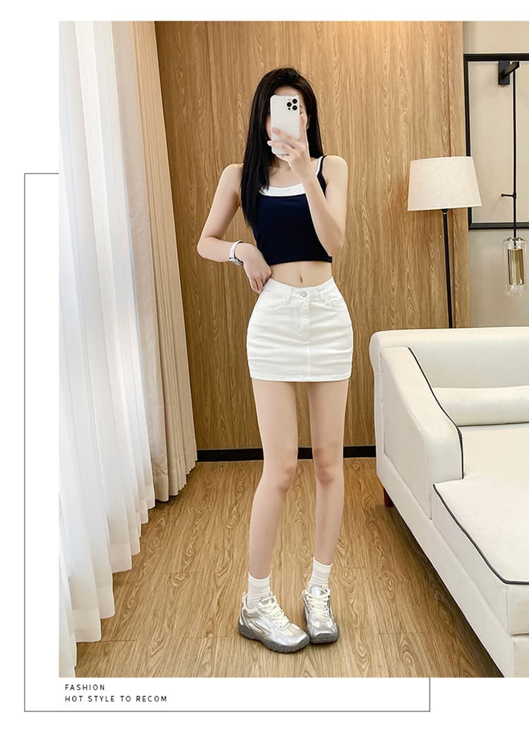 실사 펭 넓적 다리 디스플레이 다리 길이 데님 반바지 여성 여름 몸매 가꾸기 꼬집기 허리 핫걸 반신 바지 상세 이미지 16
