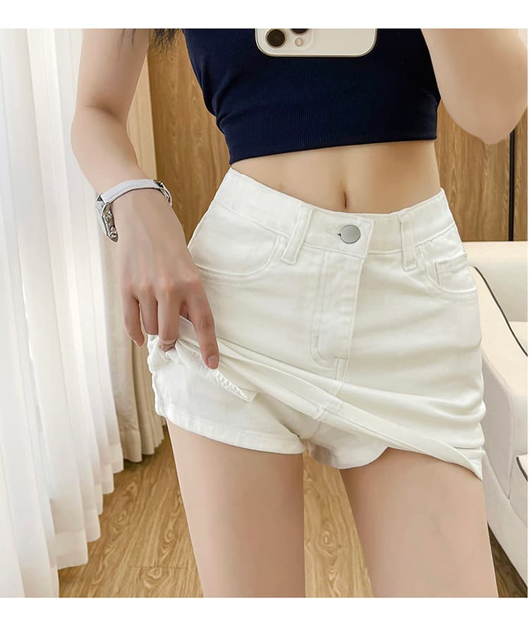 실사 펭 넓적 다리 디스플레이 다리 길이 데님 반바지 여성 여름 몸매 가꾸기 꼬집기 허리 핫걸 반신 바지 상세 이미지 17