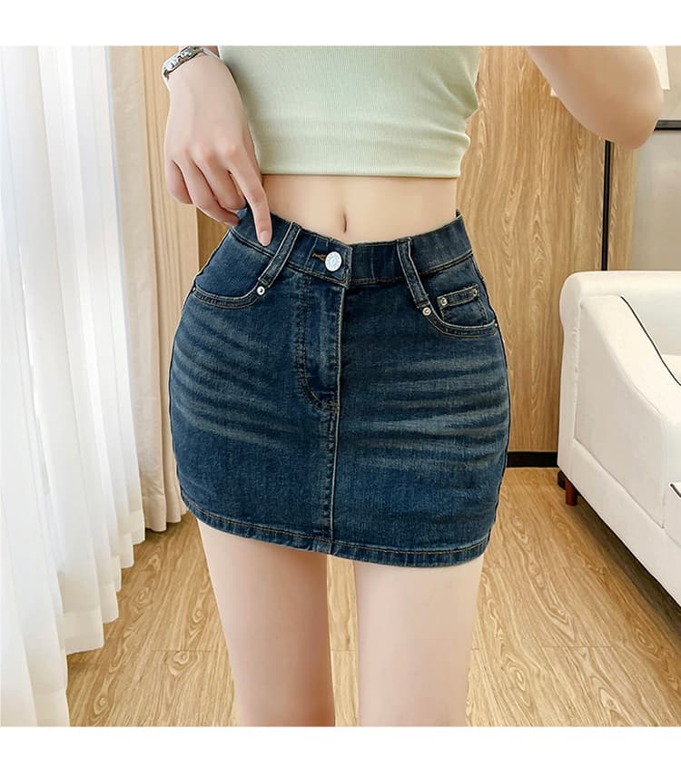 실사 펭 넓적 다리 디스플레이 다리 길이 데님 반바지 여성 여름 몸매 가꾸기 꼬집기 허리 핫걸 반신 바지 상세 이미지 29