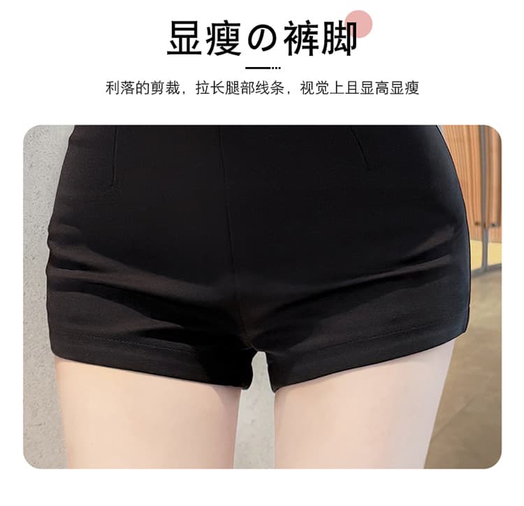 실사 펭 넓적 다리 chill 챠오어 느긋한 다용도 질감 센스 쇼트 스타일 캐주얼 바지 허리 수축 슬림해 보이는 반바지 여성 상세 이미지 12