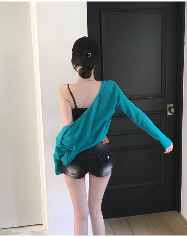 진짜 펭 넓적 다리 디스크 디스크 한 남자 바지 2 색 한국 스타일 패션 연삭 화이트 잠금 몸매 가꾸기 슬림해 보이는 로우 웨이스트 데님 반바지 상세 이미지 28