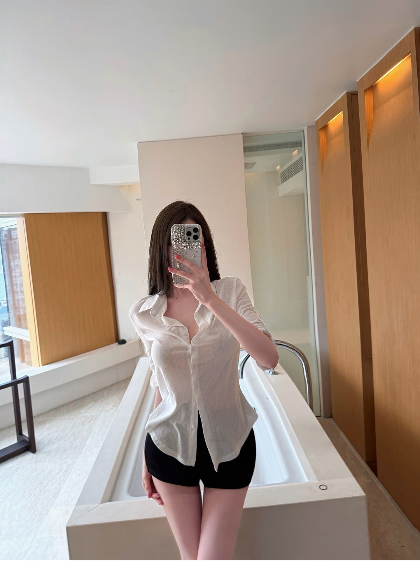 cher 챠오어 수퍼 모델 비율 펭 넓적 다리 타이트 스커트 반바지 여성 여름 검정색 캐주얼 바지 핫걸 핫 바지 상세 이미지 15