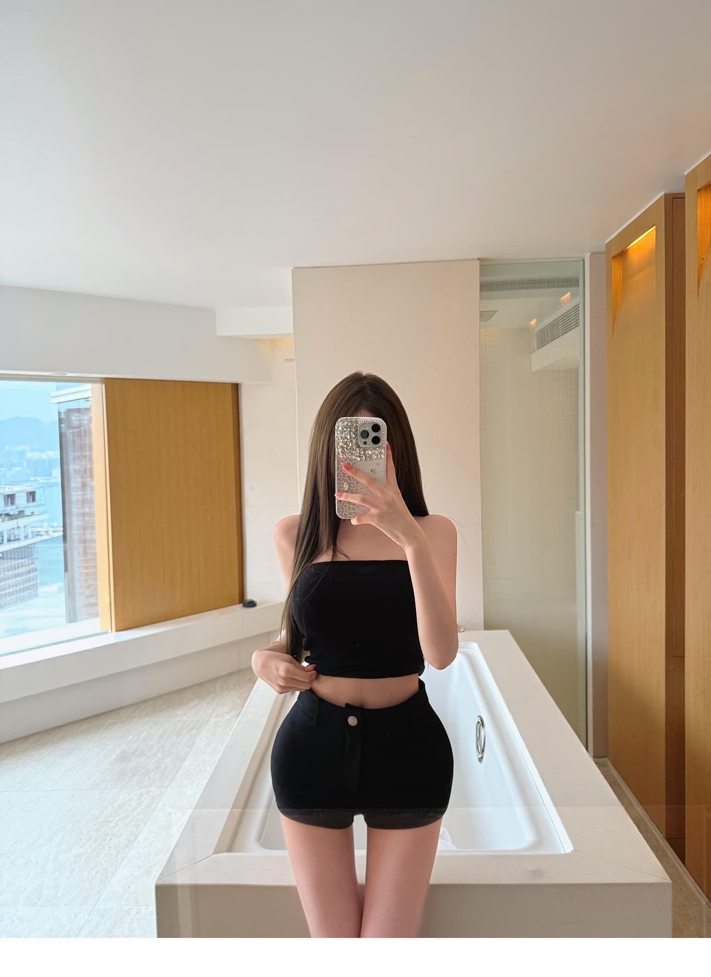 cher 챠오어 수퍼 모델 비율 펭 넓적 다리 타이트 스커트 반바지 여성 여름 검정색 캐주얼 바지 핫걸 핫 바지 상세 이미지 26