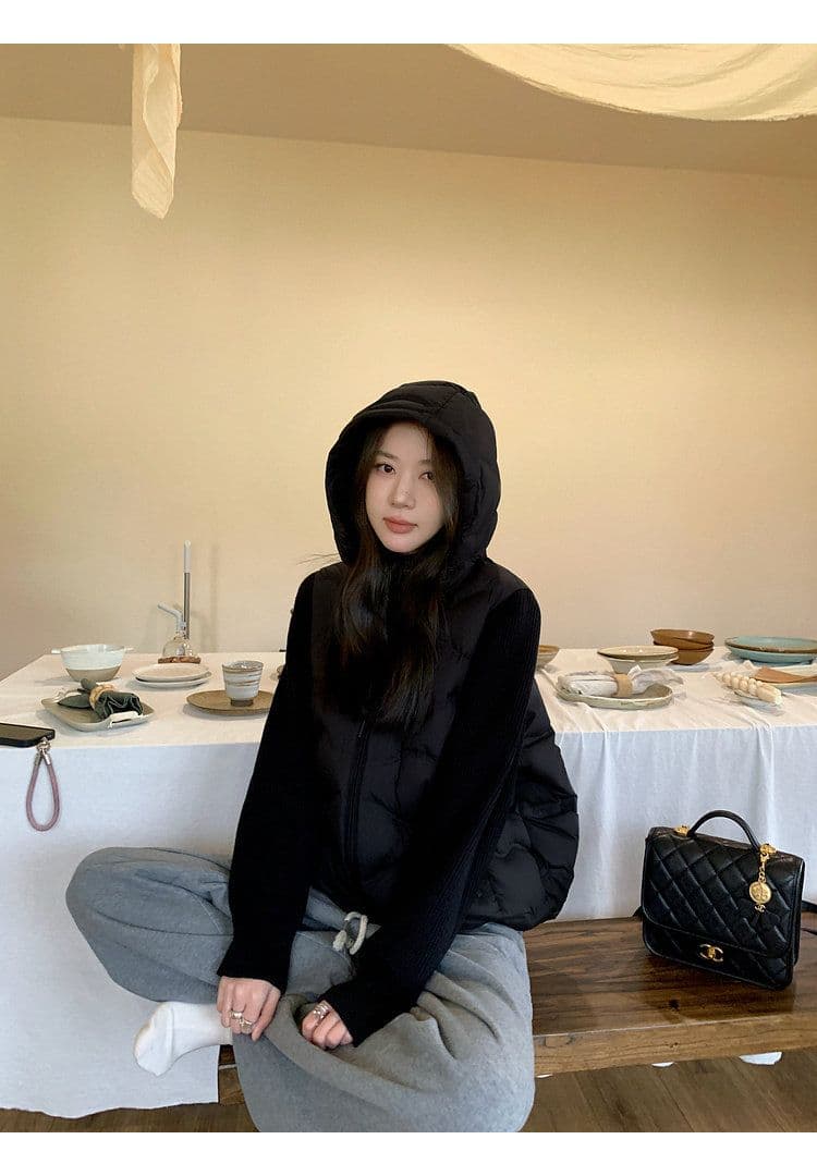 장 베이 베이 ibell 압력 접착제 서두르다 푹신한 연령 감소 보온 니트 패치워크 빛 아래 면화 의류 여성 코트 상세 이미지 70