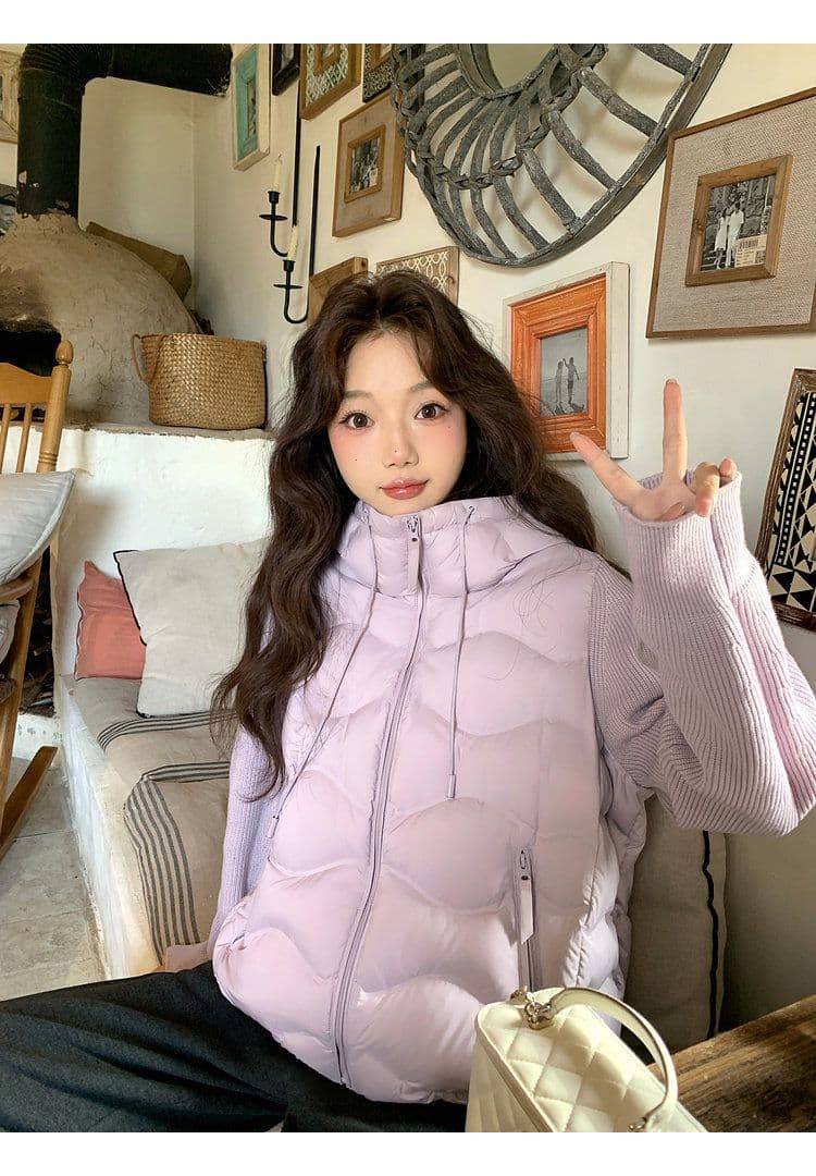 장 베이 베이 ibell 압력 접착제 서두르다 푹신한 연령 감소 보온 니트 패치워크 빛 아래 면화 의류 여성 코트 상세 이미지 77