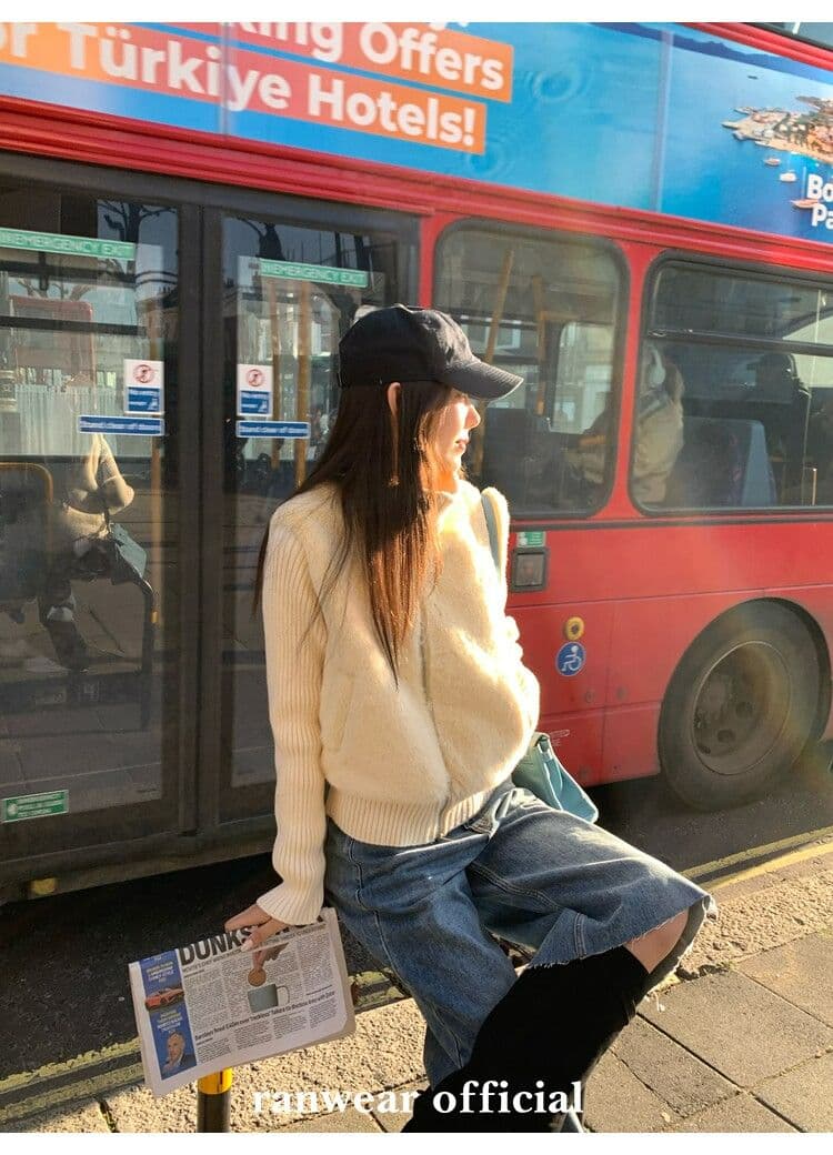 2026 겨울 대외 무역 새로운 영 여성 패션 니트 패치워크 디자인 센스 환경 보호 모피 모피 재킷 상세 이미지 28