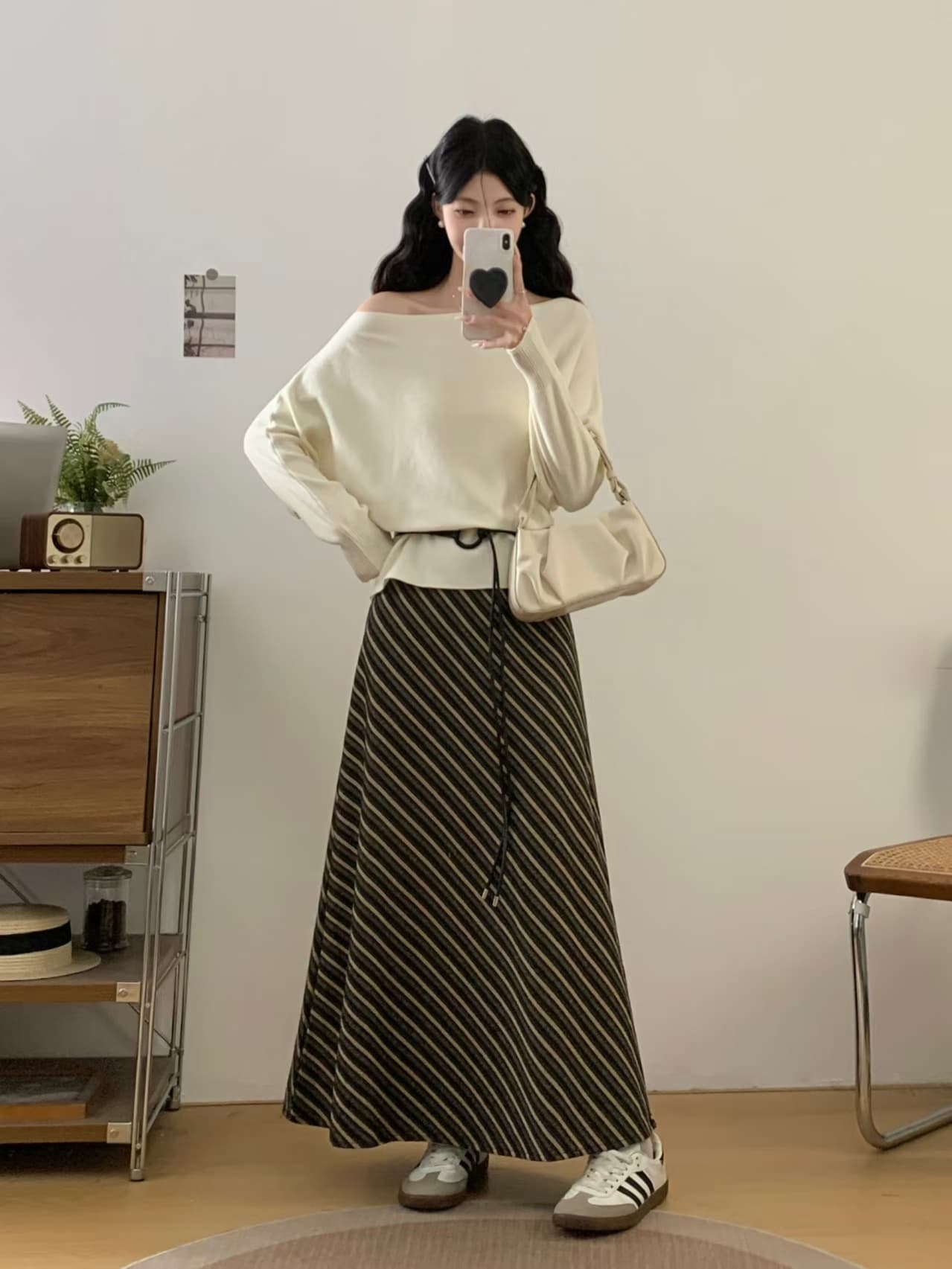 실사 빅 사이즈 스웨터 반신 스커트 투피스 세트 가을 프랑스식 품격 슬림해 보이는 부드러운 바람 착용 가져 가라. 패션 세트 상세 이미지 15