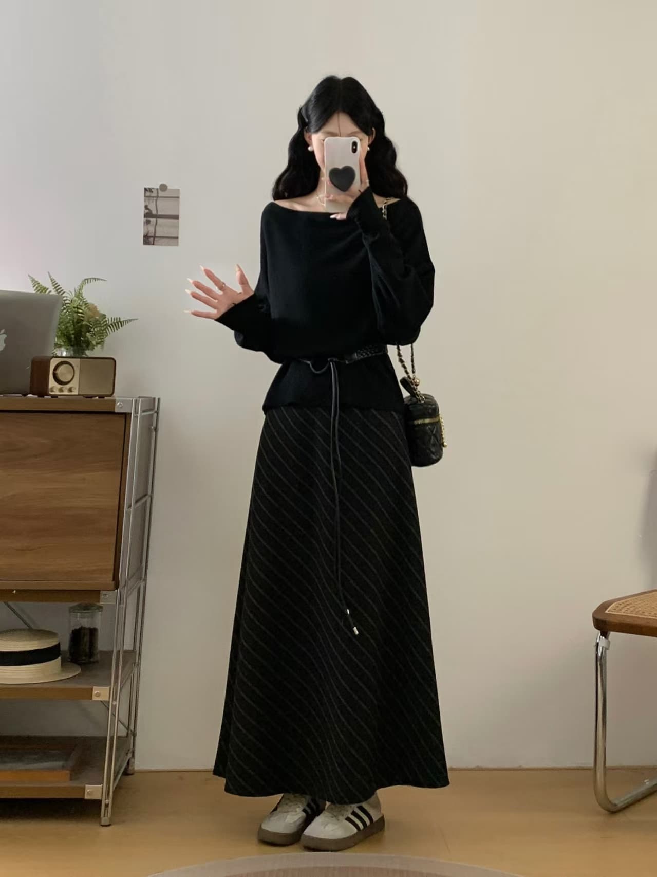 실사 빅 사이즈 스웨터 반신 스커트 투피스 세트 가을 프랑스식 품격 슬림해 보이는 부드러운 바람 착용 가져 가라. 패션 세트 상세 이미지 19