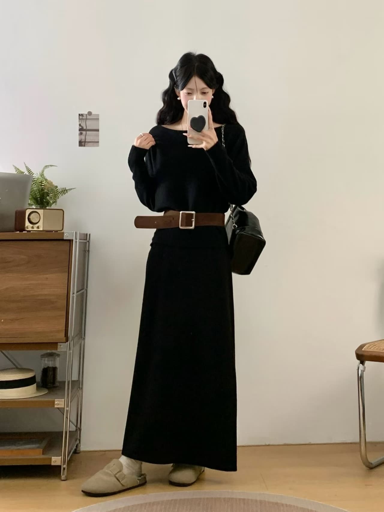 실사 빅 사이즈 프랑스식 레트로 긴팔 만나는 반신 스커트 여성복 가을 겨울 몸매 가꾸기 품격 착용 가져 가라. 전체 집합 상세 이미지 25