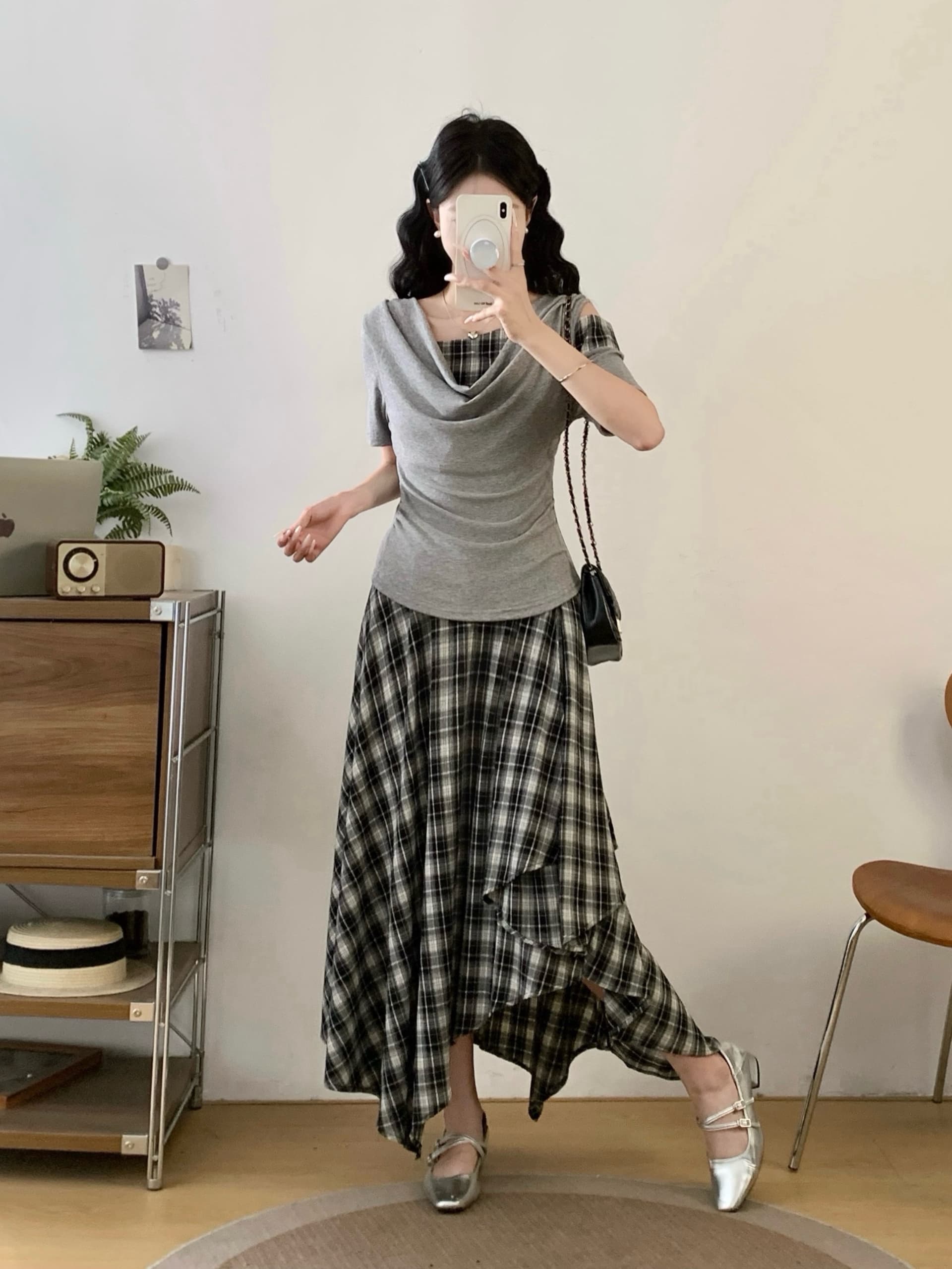 여름 착용 가져 가라. 전체 집합 마이크로 지방 mm 프랑스식 품격 디자인 센스 핫걸 오프숄더 티셔츠 반신 스커트 투피스 슈트 상세 이미지 20