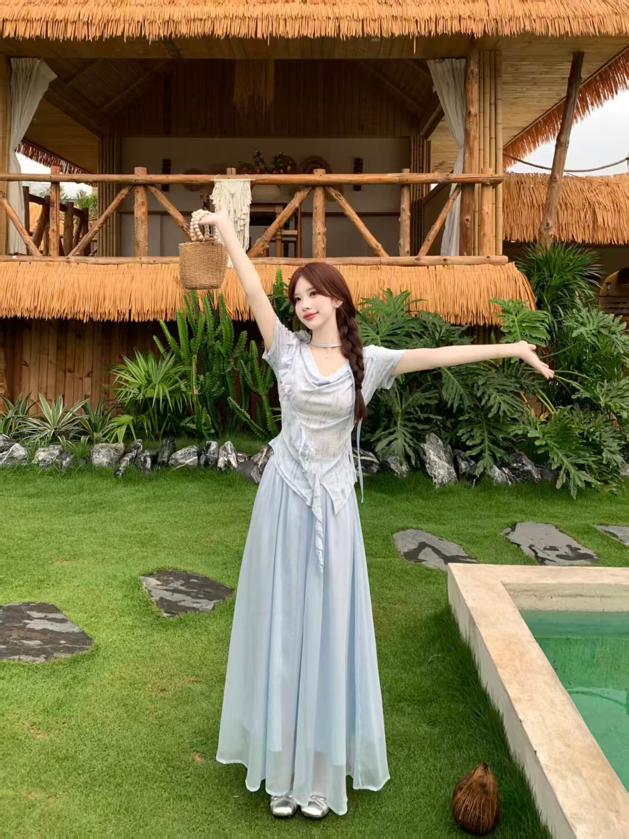 달콤함 흔들다 칼라 반팔 고급 디자인 센스 여름 빅 사이즈 mm 디스플레이 농땡이 부리다 세트 상세 이미지 7