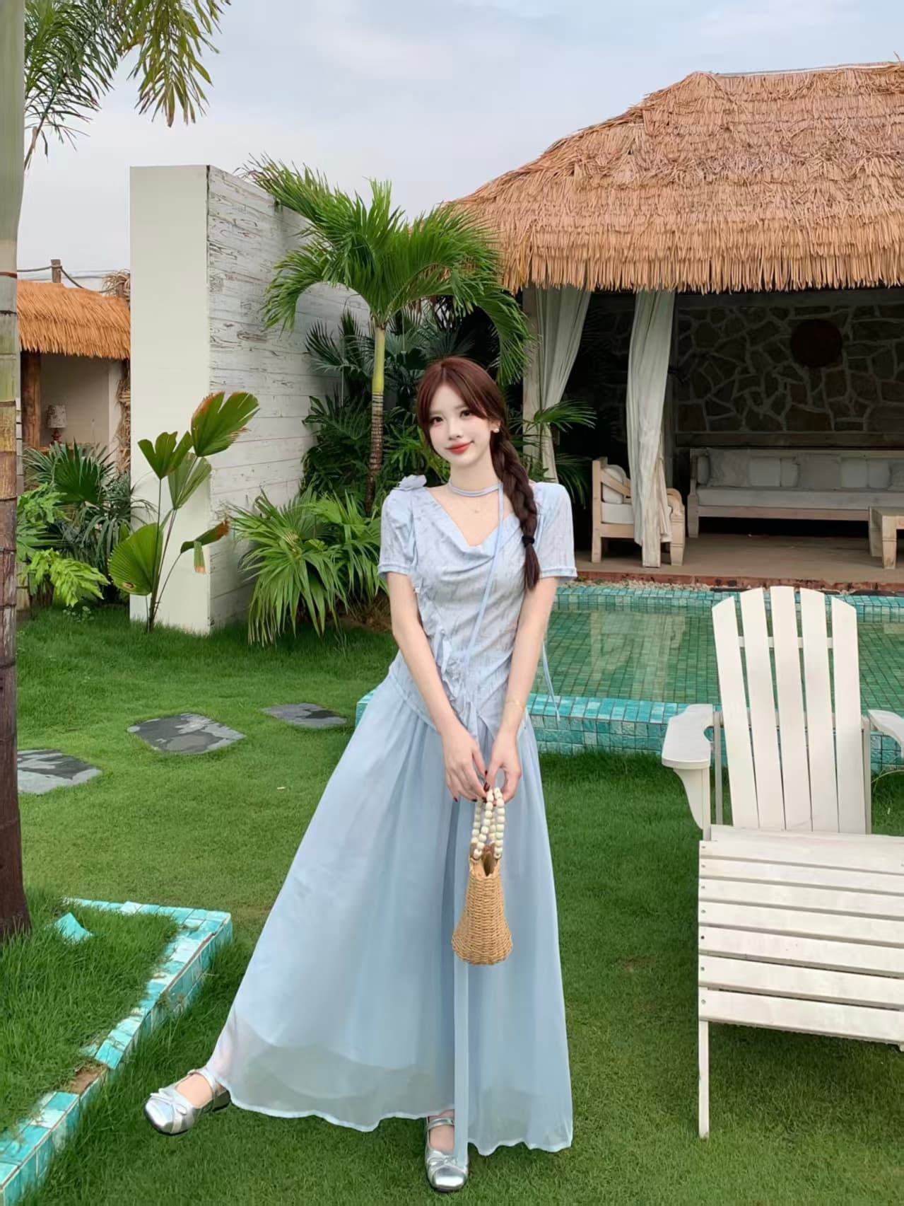 달콤함 흔들다 칼라 반팔 고급 디자인 센스 여름 빅 사이즈 mm 디스플레이 농땡이 부리다 세트 상세 이미지 11