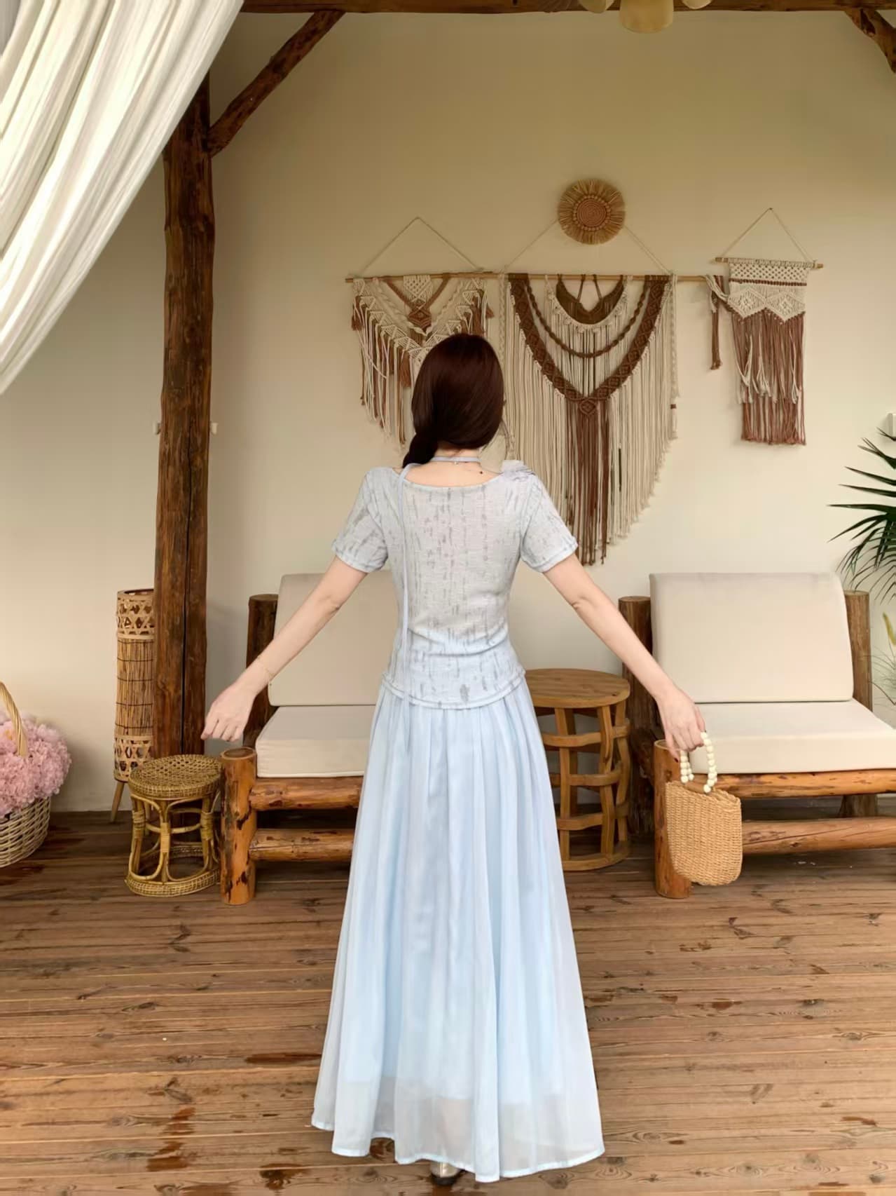 달콤함 흔들다 칼라 반팔 고급 디자인 센스 여름 빅 사이즈 mm 디스플레이 농땡이 부리다 세트 상세 이미지 12
