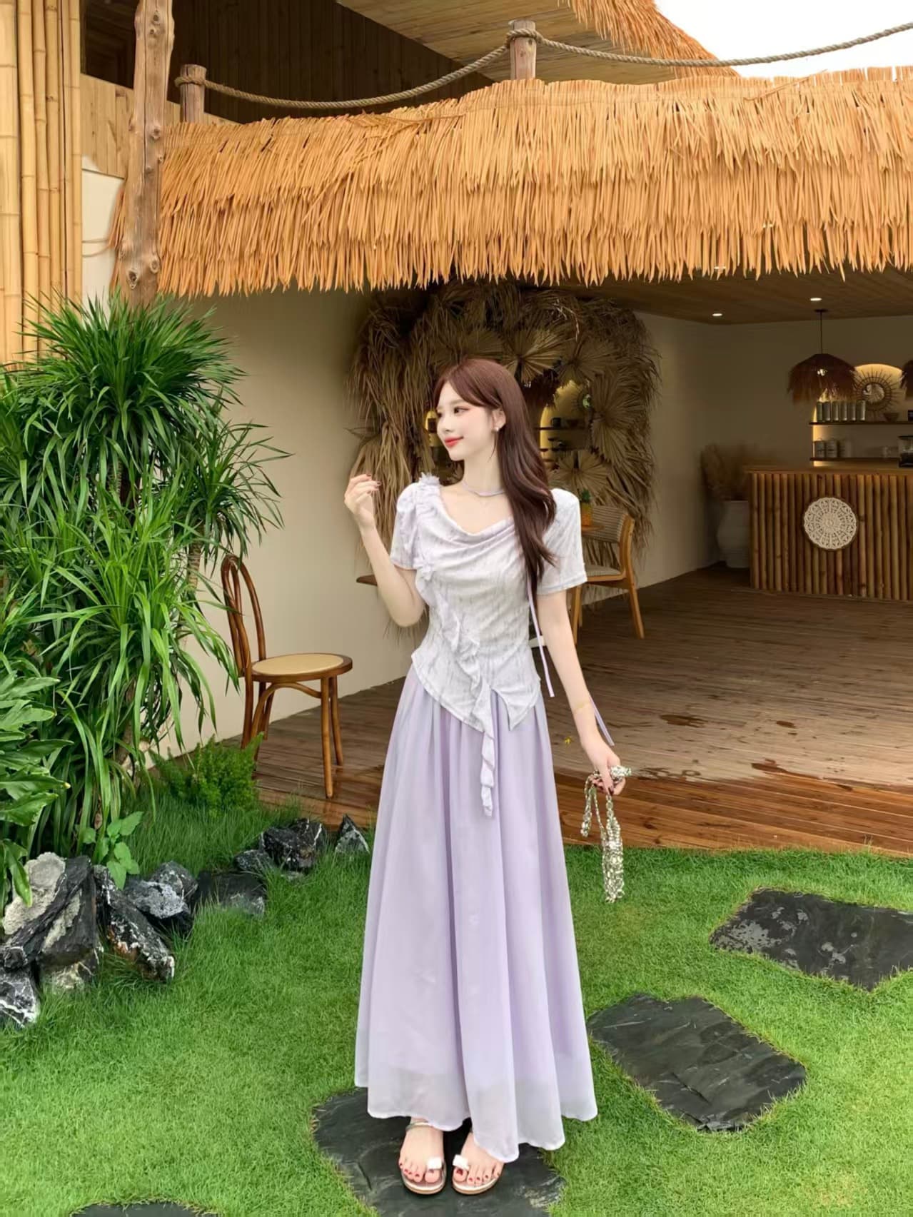 달콤함 흔들다 칼라 반팔 고급 디자인 센스 여름 빅 사이즈 mm 디스플레이 농땡이 부리다 세트 상세 이미지 22