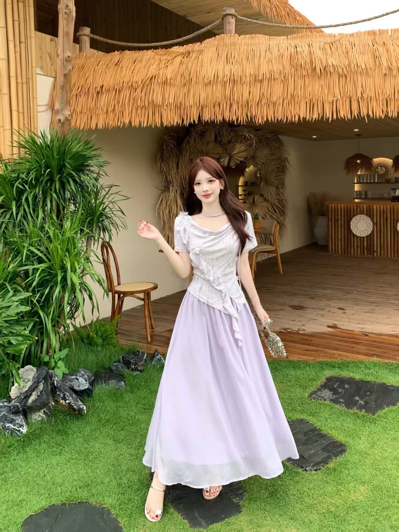 달콤함 흔들다 칼라 반팔 고급 디자인 센스 여름 빅 사이즈 mm 디스플레이 농땡이 부리다 세트 상세 이미지 23