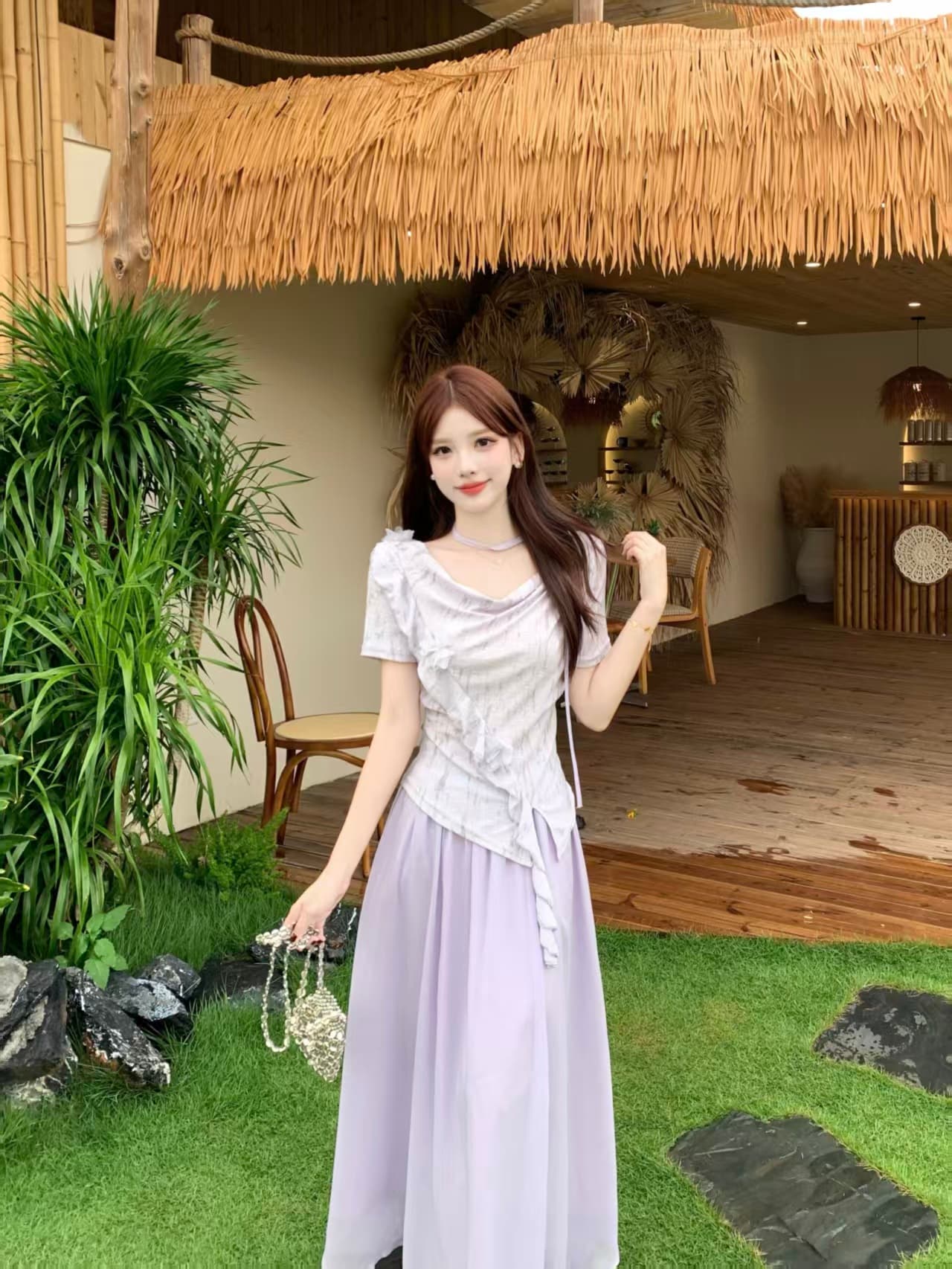 달콤함 흔들다 칼라 반팔 고급 디자인 센스 여름 빅 사이즈 mm 디스플레이 농땡이 부리다 세트 상세 이미지 24