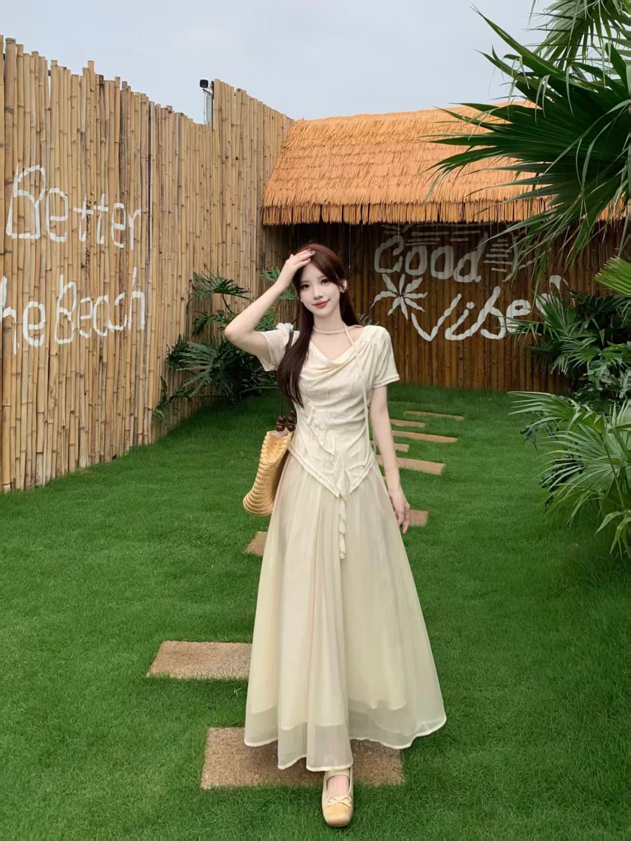 달콤함 흔들다 칼라 반팔 고급 디자인 센스 여름 빅 사이즈 mm 디스플레이 농땡이 부리다 세트 상세 이미지 27