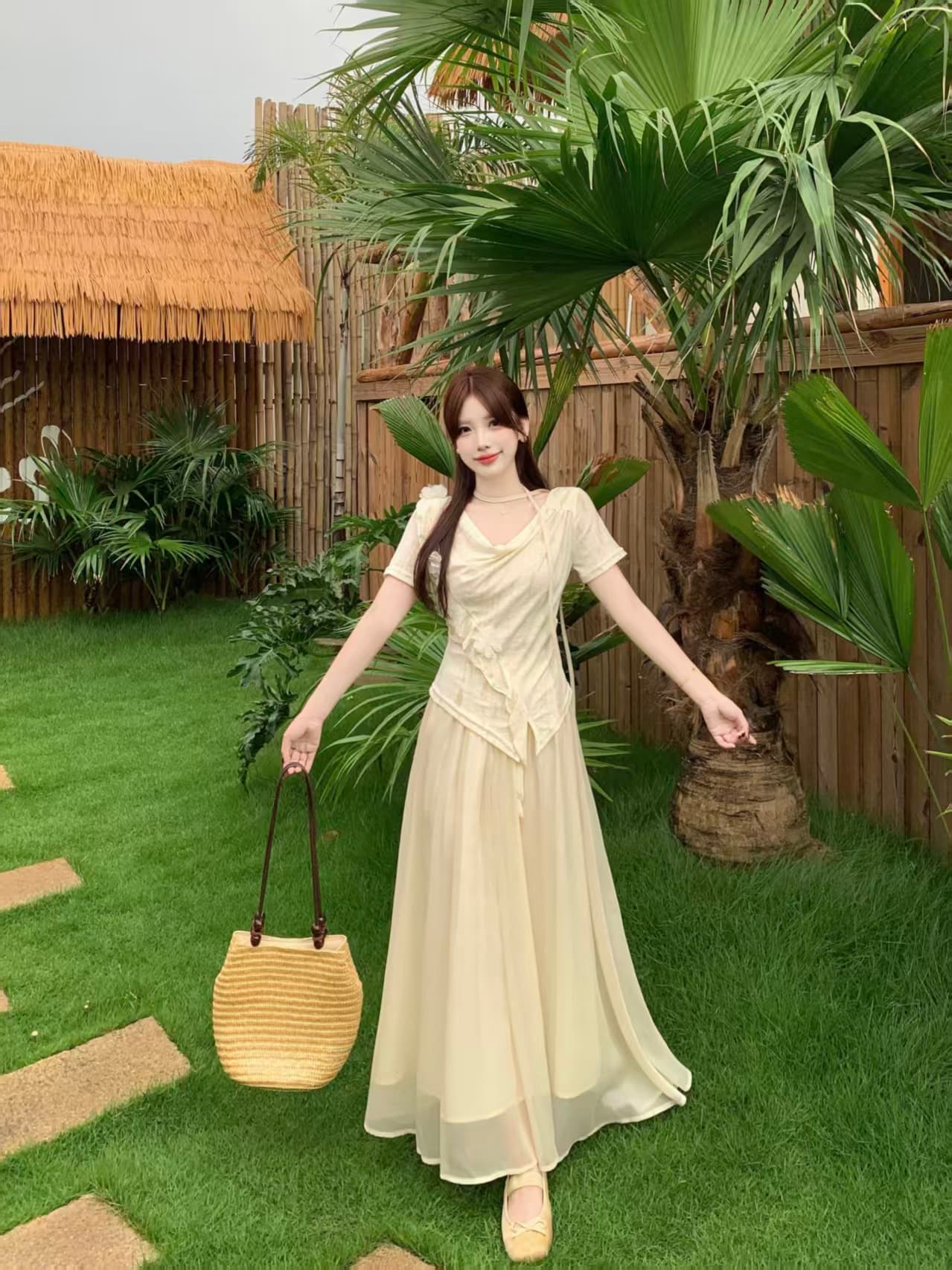 달콤함 흔들다 칼라 반팔 고급 디자인 센스 여름 빅 사이즈 mm 디스플레이 농땡이 부리다 세트 상세 이미지 30