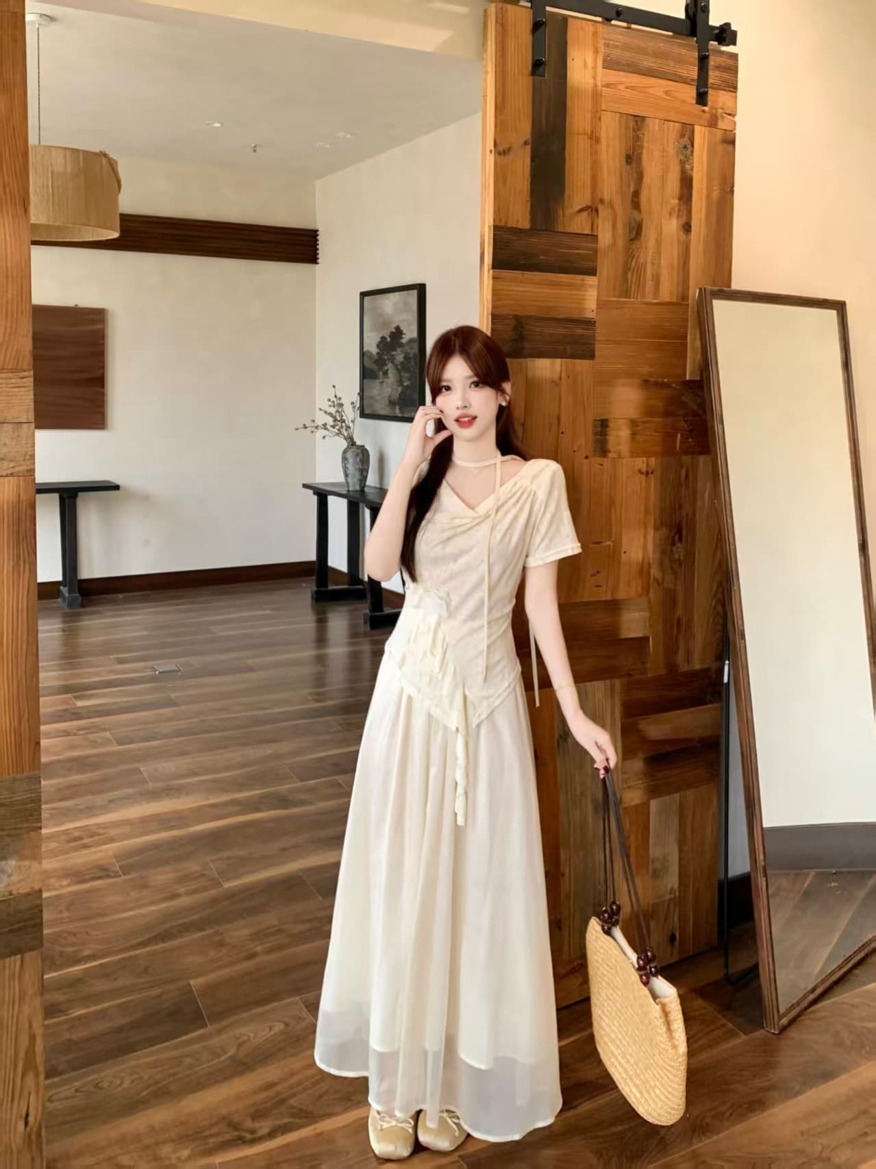 달콤함 흔들다 칼라 반팔 고급 디자인 센스 여름 빅 사이즈 mm 디스플레이 농땡이 부리다 세트 상세 이미지 31