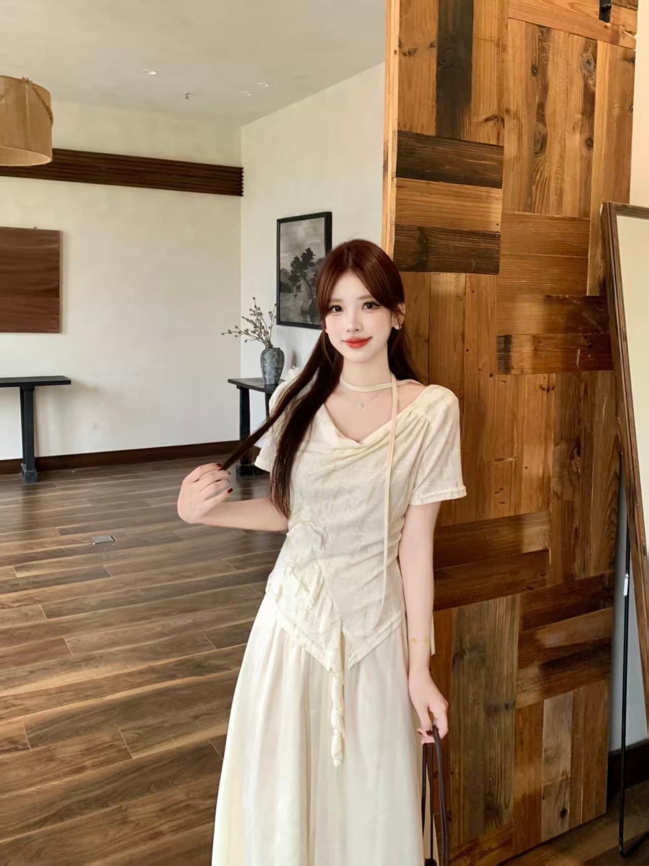 달콤함 흔들다 칼라 반팔 고급 디자인 센스 여름 빅 사이즈 mm 디스플레이 농땡이 부리다 세트 상세 이미지 33