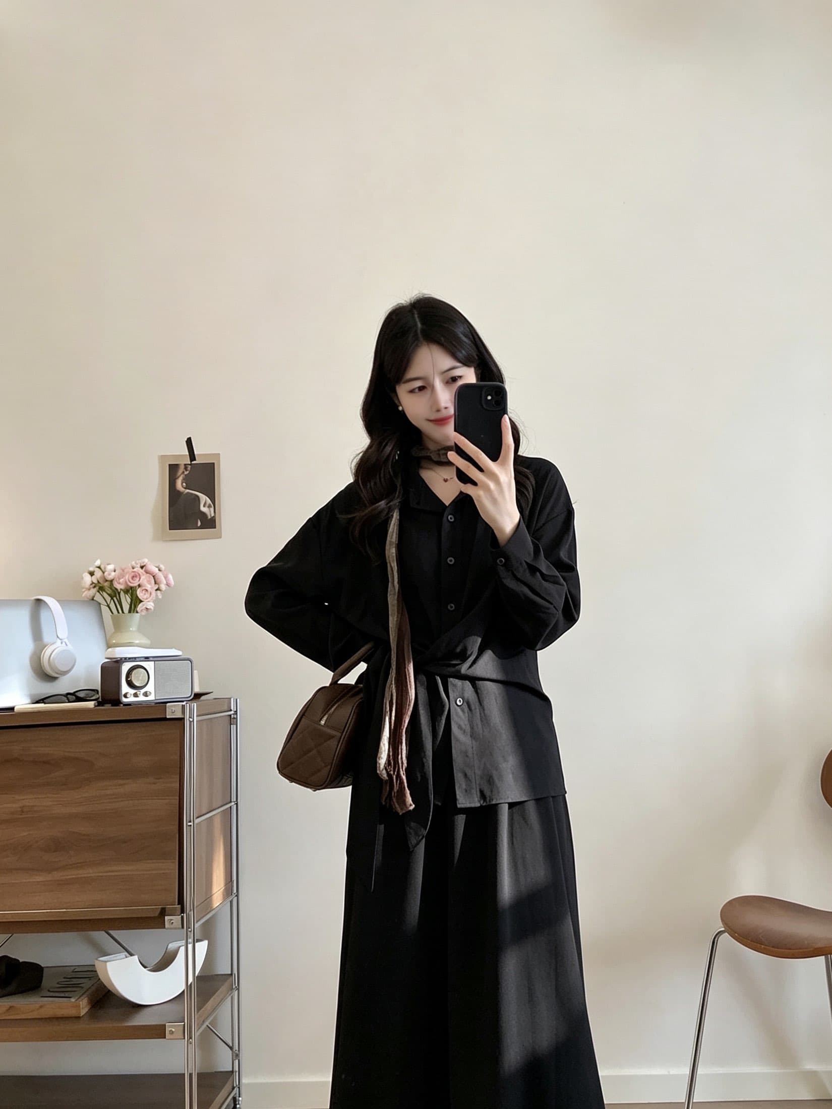 실사 디자인 센스 스트랩 셔츠 반신 스커트 세트 드레스 여성 2026 프랑스식 빛 요리 한 바람 레트로 미니멀리즘 투피스 세트 상세 이미지 26