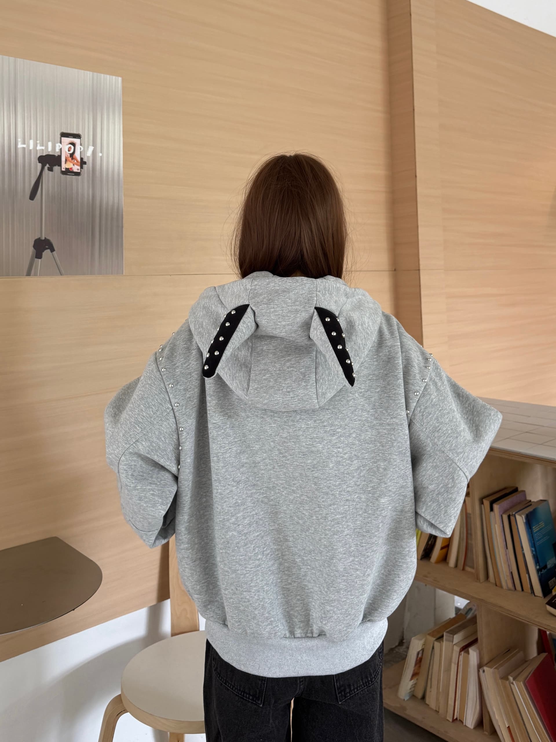 실사 재고 상품 도베르만 징 후드 티 스웨터 여성 코트 가을 캐주얼 루즈핏 레트로 디자인 센스 재킷 맨위 상세 이미지 10