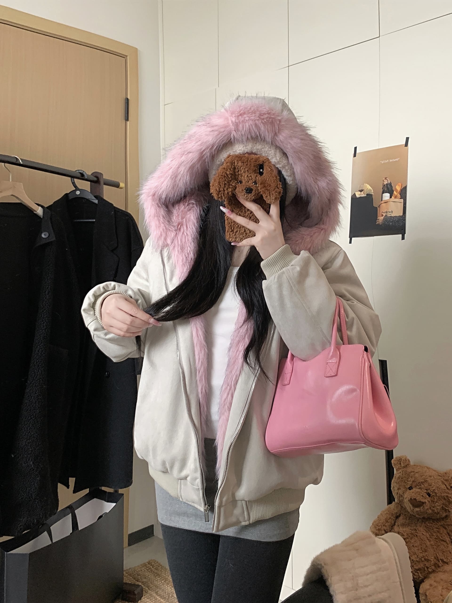 실사 아메리칸 무거운 좌 산 조각 모피 칼라 패치워크 스웨이드 원단 면 옷 여성 코트 겨울 두꺼운 보온 목화 진딧물 트렌디 상세 이미지 8