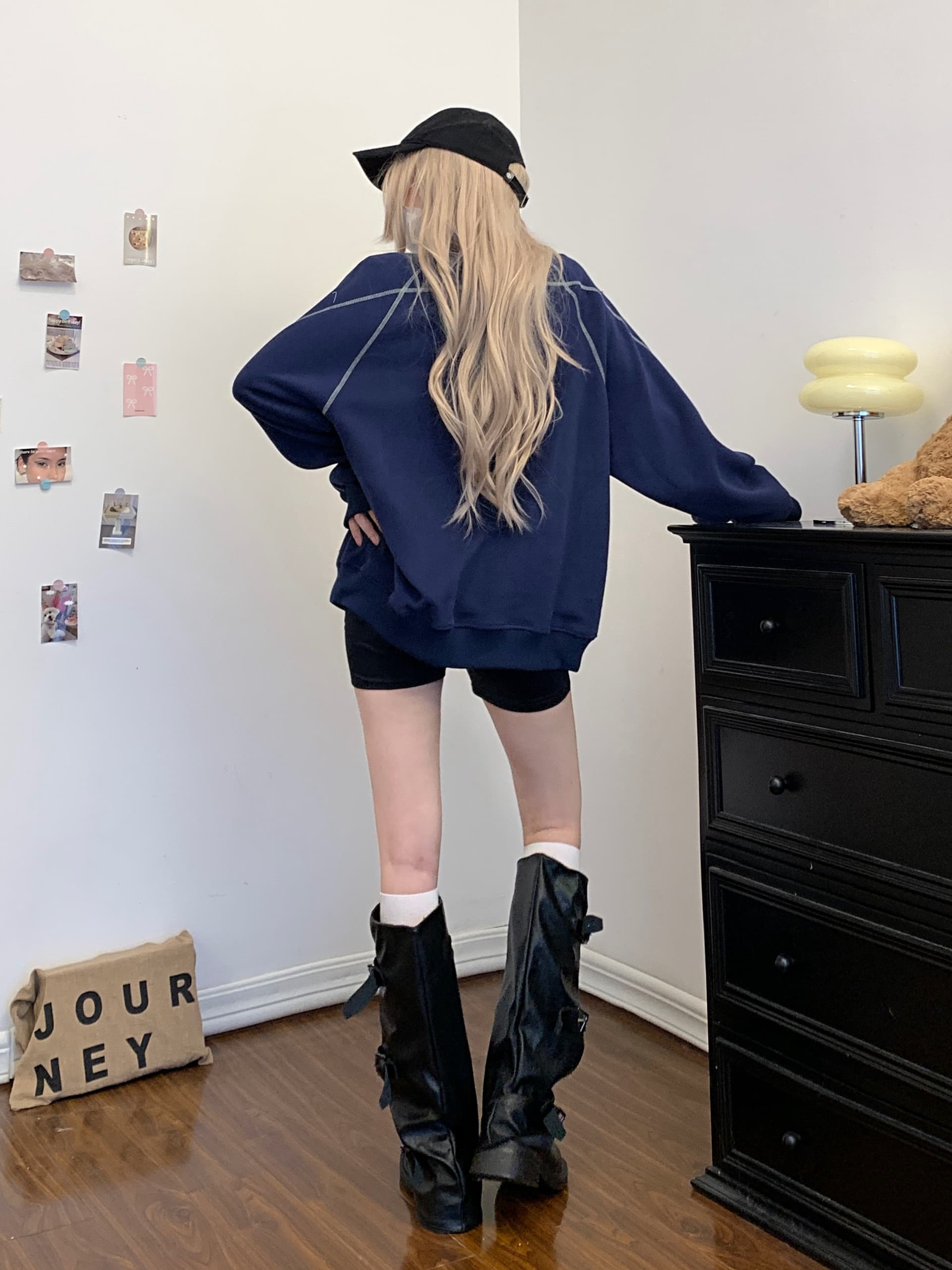 실사 아메리칸 레트로 핫셀블라드 선 오픈 가디건 여성 코트 가을 새로운 운동 루즈핏 스탠드 칼라 후드티 맨위 트렌디 상세 이미지 35