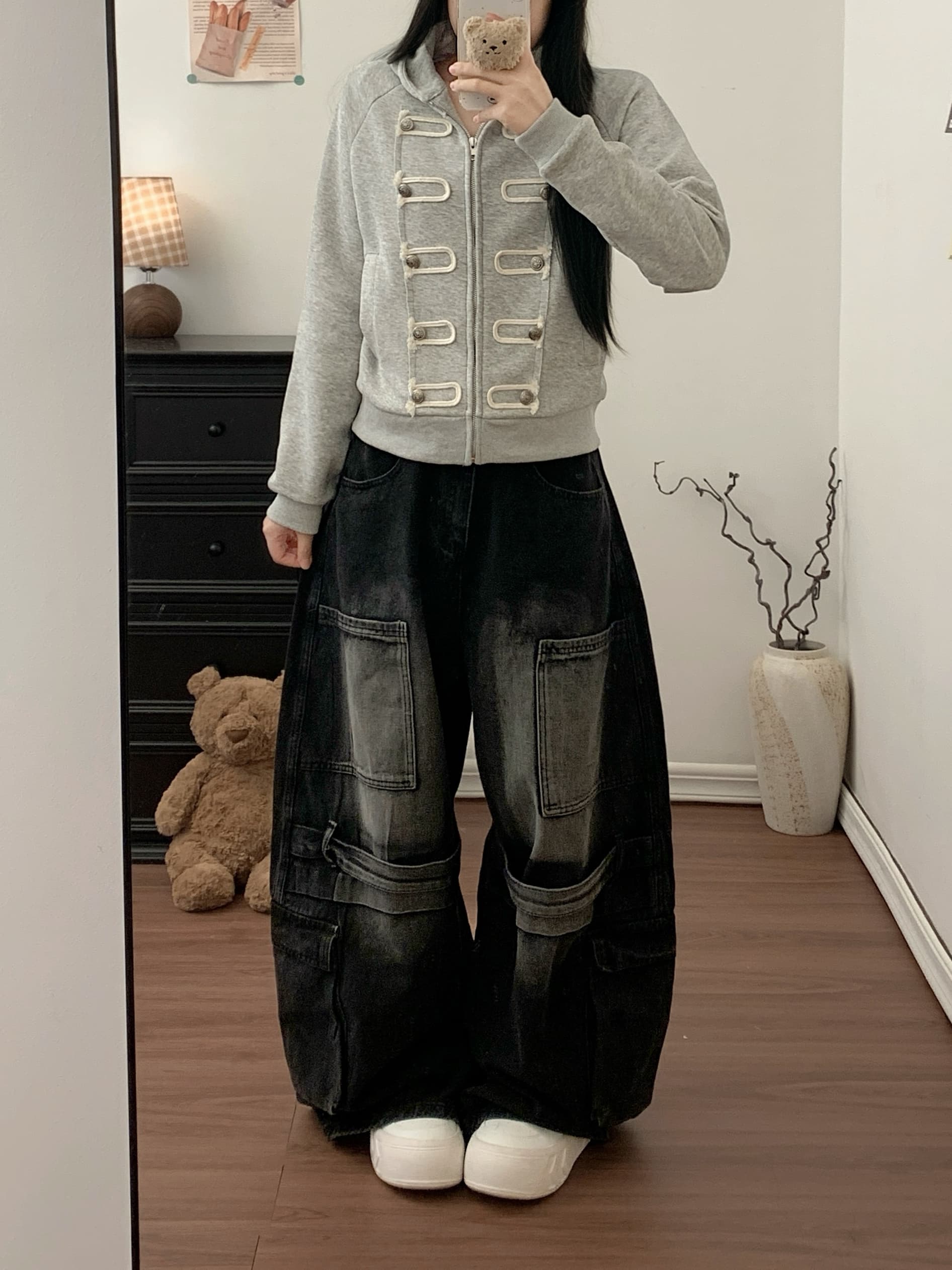 실사 한 부서 후드티 이중 버튼 후드 여성 코트 이른 가을 새로운 나폴레옹 바람 작은 대중 쇼트 스타일 오픈 가디건 상세 이미지 11